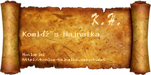 Komlós Hajnalka névjegykártya